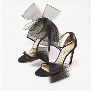 Jimmy Choo Aveline 100 Bow Ankle Strap Sandals Heels Size 40.5/10.5